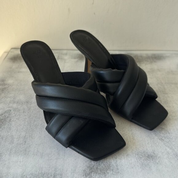 H&M Mules Heels Sandals Quilt Black Sz.39/ US8 - Picture 14 of 16